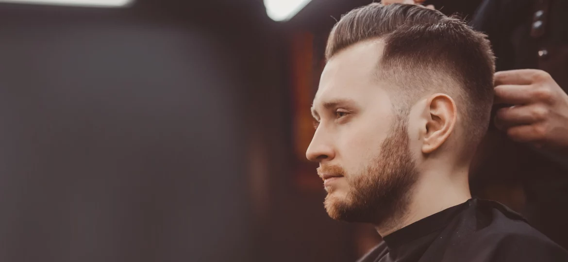 taper fade haircut at barber shop